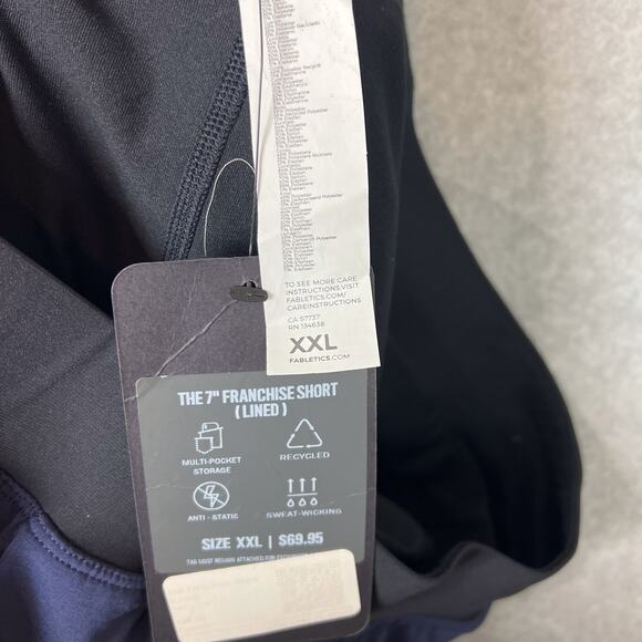 Fabletics The 7" Franchise Short Lined Mens Sz XXL Navy Blue Performance Stretch - Picture 12 of 13